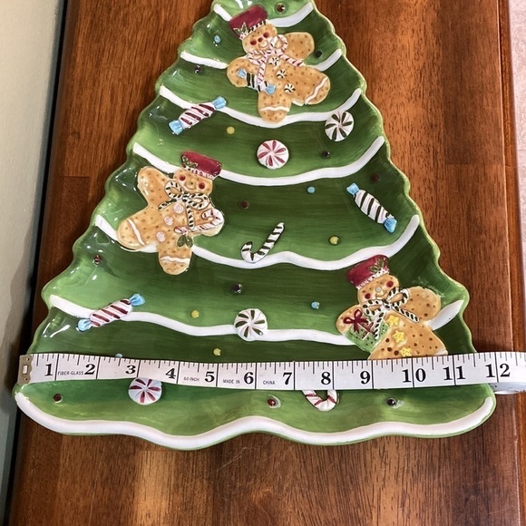 Laurie Gates HOLIDAY TREATS CERAMIC GINGERBREAD CHRISTMAS TREE SERVING PLATTER - Picture 7 of 11